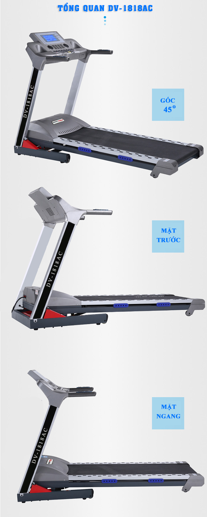 Máy chạy bộ phòng gym mới nhất DV 1818AC